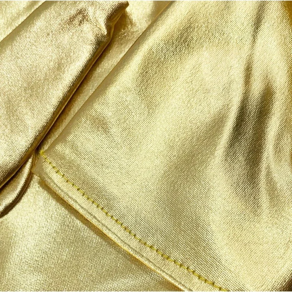 Women's Gold Shiny Metallic Wrist Gloves Cosplay Halloween Costume Accessories